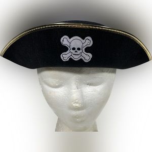 Black Gold Trim One Size Pirate Hat